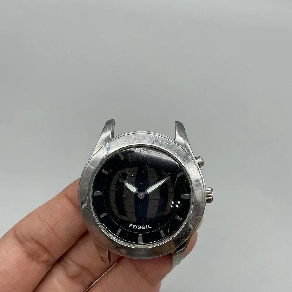Fossil JR-8522 Mens Watch 40mm Black Dial Stainless For Parts Analog Not Running